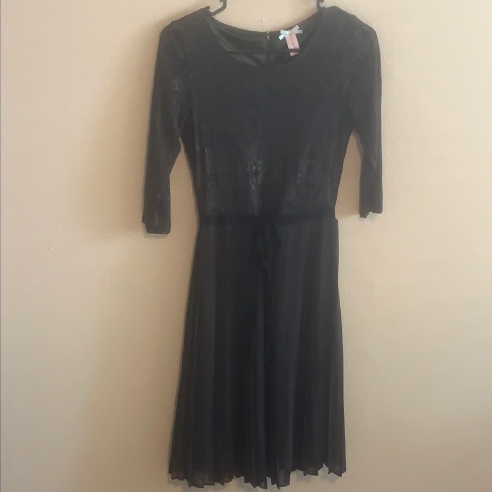 Downeast dark green lace and pleated dress